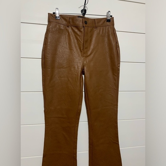 Paige Claudine Ankle Flare Jeans Faux Leather in Dark Argan size 27 - Picture 11 of 14